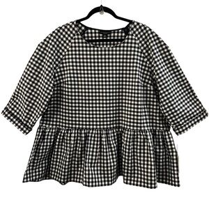 VICTORIA BECKHAM TOP, Size 3X, Navy and White 3/4 Sleeve Pullover w/ Peplum, NEW